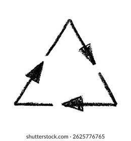 Hand drawn recycle arrow icon Recycling resources symbol Reuse of materials, zero waste, green environment, saving the planet