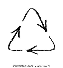 Hand drawn recycle arrow icon Recycling resources symbol Reuse of materials, zero waste, green environment, saving the planet