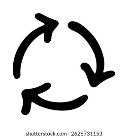 Hand drawn recycle arrow icon Recycling resources symbol Reuse of materials, zero waste, green environment, saving the planet