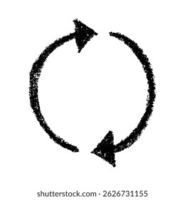 Hand drawn recycle arrow icon Recycling resources symbol Reuse of materials, zero waste, green environment, saving the planet
