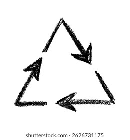 Hand drawn recycle arrow icon Recycling resources symbol Reuse of materials, zero waste, green environment, saving the planet