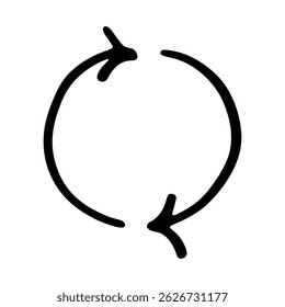Hand drawn recycle arrow icon Recycling resources symbol Reuse of materials, zero waste, green environment, saving the planet