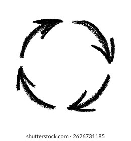 Hand drawn recycle arrow icon Recycling resources symbol Reuse of materials, zero waste, green environment, saving the planet