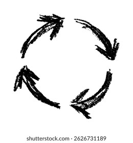 Hand drawn recycle arrow icon Recycling resources symbol Reuse of materials, zero waste, green environment, saving the planet