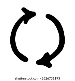 Hand drawn recycle arrow icon Recycling resources symbol Reuse of materials, zero waste, green environment, saving the planet