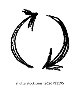 Hand drawn recycle arrow icon Recycling resources symbol Reuse of materials, zero waste, green environment, saving the planet
