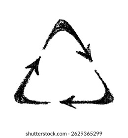Hand drawn recycle arrow icon Recycling resources symbol Reuse of materials, zero waste, green environment, saving the planet