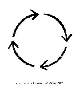 Hand drawn recycle arrow icon Recycling resources symbol Reuse of materials, zero waste, green environment, saving the planet