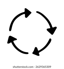 Hand drawn recycle arrow icon Recycling resources symbol Reuse of materials, zero waste, green environment, saving the planet