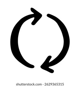 Hand drawn recycle arrow icon Recycling resources symbol Reuse of materials, zero waste, green environment, saving the planet