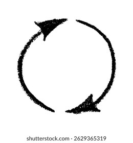 Hand drawn recycle arrow icon Recycling resources symbol Reuse of materials, zero waste, green environment, saving the planet