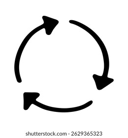 Hand drawn recycle arrow icon Recycling resources symbol Reuse of materials, zero waste, green environment, saving the planet