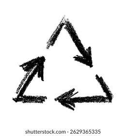 Hand drawn recycle arrow icon Recycling resources symbol Reuse of materials, zero waste, green environment, saving the planet