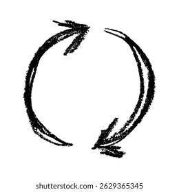 Hand drawn recycle arrow icon Recycling resources symbol Reuse of materials, zero waste, green environment, saving the planet