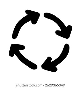 Hand drawn recycle arrow icon Recycling resources symbol Reuse of materials, zero waste, green environment, saving the planet
