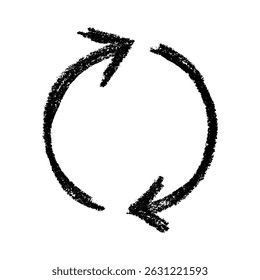 Hand drawn recycle arrow icon Recycling resources symbol Reuse of materials, zero waste, green environment, saving the planet