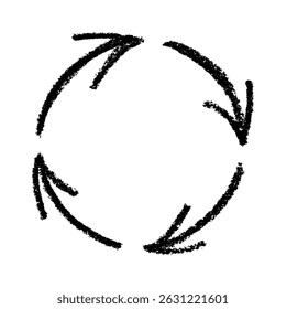 Hand drawn recycle arrow icon Recycling resources symbol Reuse of materials, zero waste, green environment, saving the planet