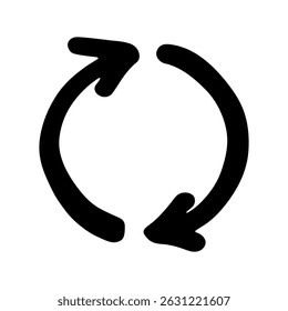 Hand drawn recycle arrow icon Recycling resources symbol Reuse of materials, zero waste, green environment, saving the planet