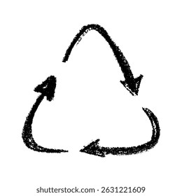 Icono de flecha de reciclaje dibujado a mano Símbolo de recursos de reciclaje Reutilización de materiales, cero residuos, medio ambiente verde, salvando el planeta
