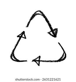 Hand drawn recycle arrow icon Recycling resources symbol Reuse of materials, zero waste, green environment, saving the planet