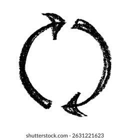 Hand drawn recycle arrow icon Recycling resources symbol Reuse of materials, zero waste, green environment, saving the planet