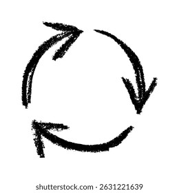 Hand drawn recycle arrow icon Recycling resources symbol Reuse of materials, zero waste, green environment, saving the planet