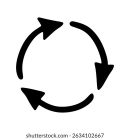 Hand drawn recycle arrow icon Recycling resources symbol Reuse of materials, zero waste, green environment, saving the planet