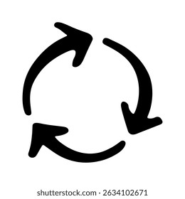 Icono de flecha de reciclaje dibujado a mano Símbolo de recursos de reciclaje Reutilización de materiales, cero residuos, medio ambiente verde, salvando el planeta