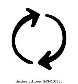 Hand drawn recycle arrow icon Recycling resources symbol Reuse of materials, zero waste, green environment, saving the planet