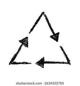Icono de flecha de reciclaje dibujado a mano Símbolo de recursos de reciclaje Reutilización de materiales, cero residuos, medio ambiente verde, salvando el planeta