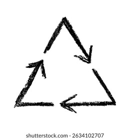 Hand drawn recycle arrow icon Recycling resources symbol Reuse of materials, zero waste, green environment, saving the planet
