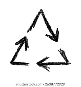 Hand drawn recycle arrow icon Recycling resources symbol Reuse of materials, zero waste, green environment, saving the planet