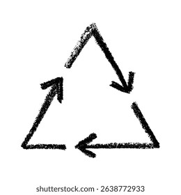 Hand drawn recycle arrow icon Recycling resources symbol Reuse of materials, zero waste, green environment, saving the planet