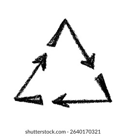 Hand drawn recycle arrow icon Recycling resources symbol Reuse of materials, zero waste, green environment, saving the planet