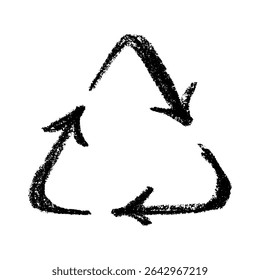 Hand drawn recycle arrow icon Recycling resources symbol Reuse of materials, zero waste, green environment, saving the planet