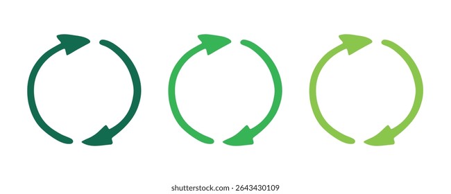 Hand drawn recycle arrow icon Recycling resources symbol Reuse of materials, zero waste, green environment, saving the planet