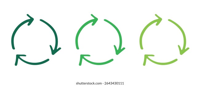 Hand drawn recycle arrow icon Recycling resources symbol Reuse of materials, zero waste, green environment, saving the planet