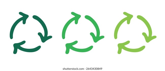 Hand drawn recycle arrow icon Recycling resources symbol Reuse of materials, zero waste, green environment, saving the planet