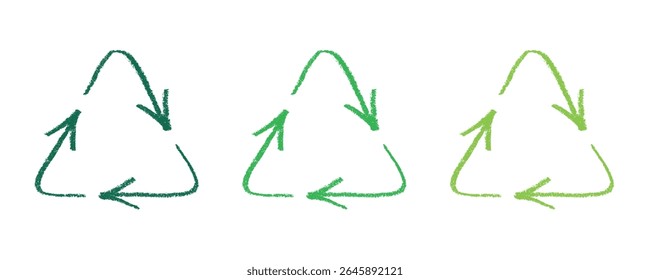 Hand drawn recycle arrow icon Recycling resources symbol Reuse of materials, zero waste, green environment, saving the planet