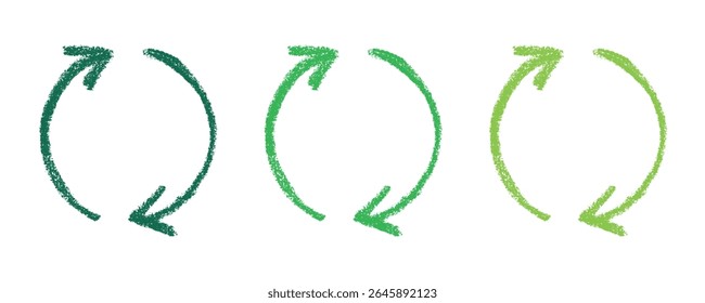 Hand drawn recycle arrow icon Recycling resources symbol Reuse of materials, zero waste, green environment, saving the planet