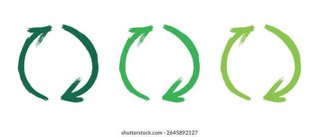 Hand drawn recycle arrow icon Recycling resources symbol Reuse of materials, zero waste, green environment, saving the planet