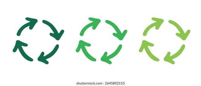 Hand drawn recycle arrow icon Recycling resources symbol Reuse of materials, zero waste, green environment, saving the planet