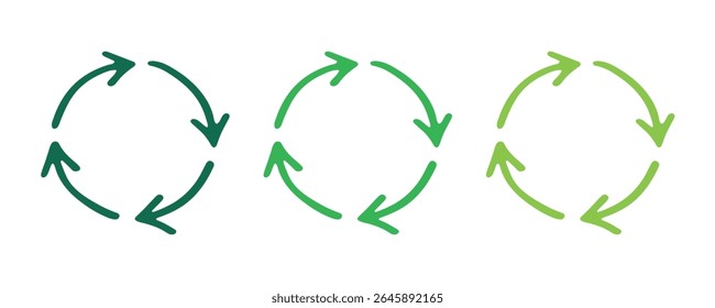 Hand drawn recycle arrow icon Recycling resources symbol Reuse of materials, zero waste, green environment, saving the planet