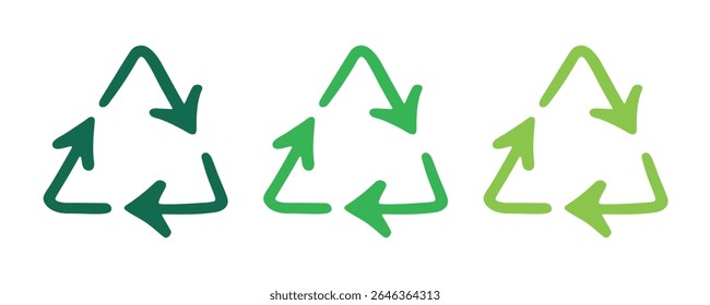 Hand drawn recycle arrow icon Recycling resources symbol Reuse of materials, zero waste, green environment, saving the planet