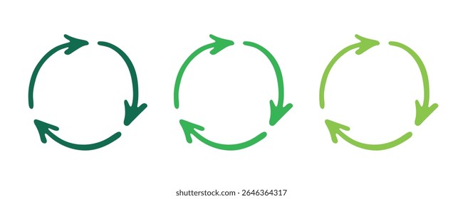 Hand drawn recycle arrow icon Recycling resources symbol Reuse of materials, zero waste, green environment, saving the planet