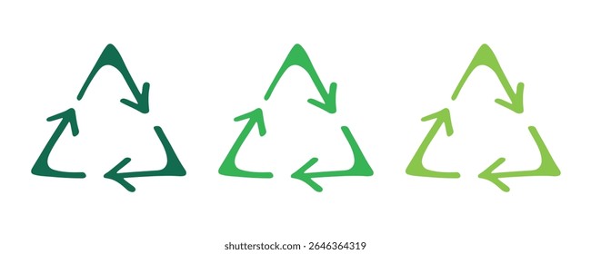 Hand drawn recycle arrow icon Recycling resources symbol Reuse of materials, zero waste, green environment, saving the planet