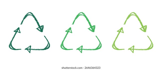 Hand drawn recycle arrow icon Recycling resources symbol Reuse of materials, zero waste, green environment, saving the planet