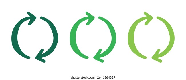Hand drawn recycle arrow icon Recycling resources symbol Reuse of materials, zero waste, green environment, saving the planet