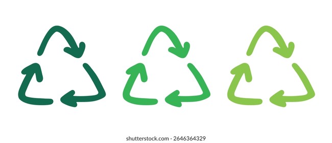 Hand drawn recycle arrow icon Recycling resources symbol Reuse of materials, zero waste, green environment, saving the planet
