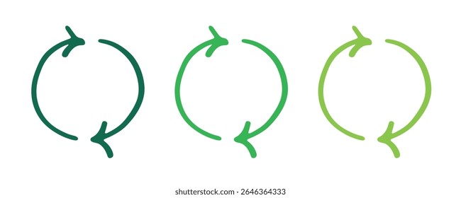 Hand drawn recycle arrow icon Recycling resources symbol Reuse of materials, zero waste, green environment, saving the planet